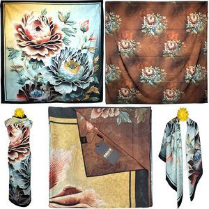 NWT Double Sided Silk Scarf 53"x53" Large Square Shawl Wrap XiangYunShal 22131